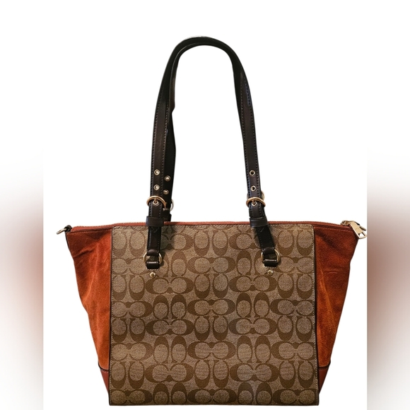 COACH Kleo Carryall In Signature Canvas Brown & Burnt Orange - Picture 2 of 6